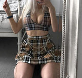Plaid Skirt With Chain