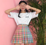 Gradient Plaid Pleated Skirt