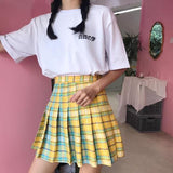 Gradient Plaid Pleated Skirt