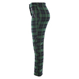 Green Plaid Trousers With Zipper Pockets