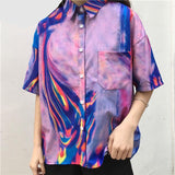 Short Sleeve Technicolor Button Up Shirt