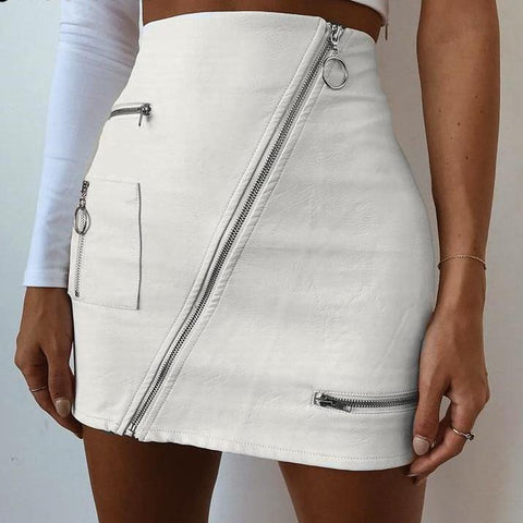 Asymmetrical High Waisted Zip Skirt