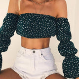 Off The Shoulder Boho Puff Sleeve Top