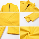 Yellow Long Sleeve Zip Up Sweater