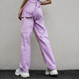 High Waisted Pastel Purple Canvas Trousers