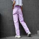 High Waisted Pastel Purple Canvas Trousers