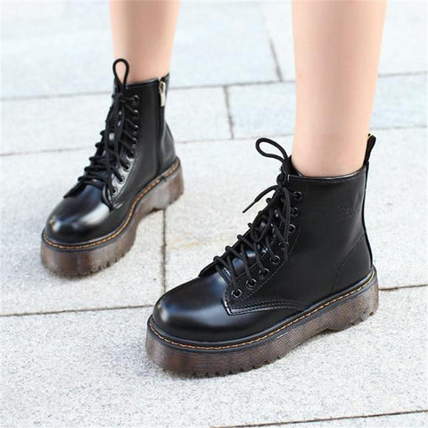 Platform Zip Up Vegan Leather Combat Boots