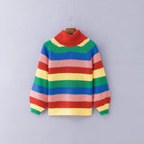 Rainbow Knit Turtleneck Sweater