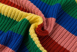 Rainbow Knit Turtleneck Sweater