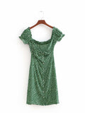 Green Ruffled Floral Dress