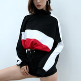 Two Tone Zip Up Turtleneck Pullover