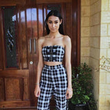 Plaid Buckled Tube Top