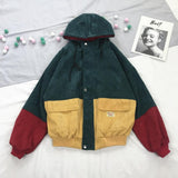 Tri-Color Corduroy Zip Up Jacket