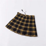 Yellow Pleated Plaid Skirt