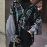 Plaid Oversized Drop Shoulder Hoodie