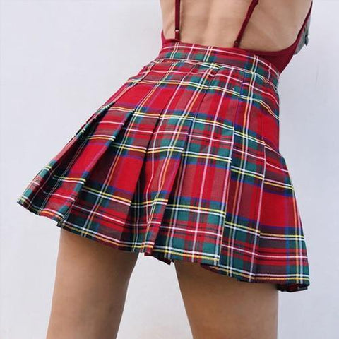 High Waisted Plaid Mini Skirt Shorts
