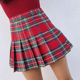 High Waisted Plaid Mini Skirt Shorts