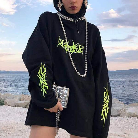 Neon Black Oversized Hoodie