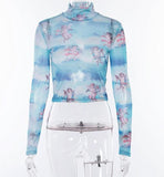 Cherub Sky Turtleneck Meshed Shirt