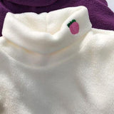 Embroidered Turtleneck Fleece Sweater