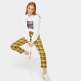 Yellow Plaid High Waisted Trousers