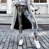 Snake Print Straight Trousers