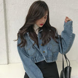 Cropped Buttoned Denim Jacket
