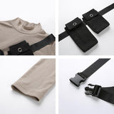 Khaki Turtleneck With Detachable Tactical Shoulder Bags