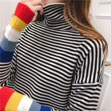 Rainbow Cuff Turtleneck Sweater