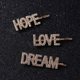 LOVE HOPE DREAM Crystal Hair Clips (3pc Set)