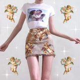 Angel Printed Mini Skirt