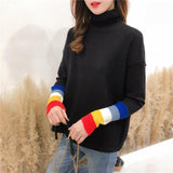 Rainbow Cuff Turtleneck Sweater