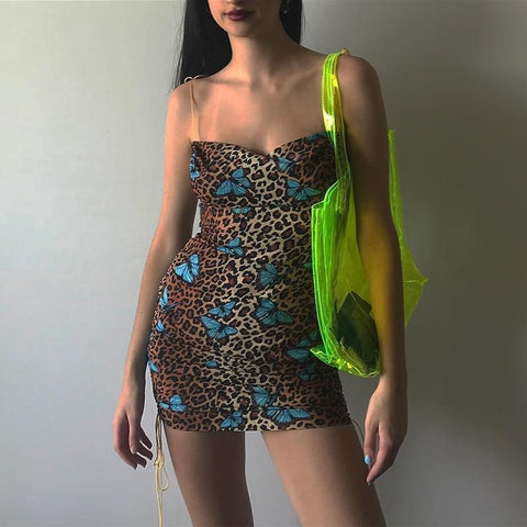 Leopard Bufferfly Mini Dress