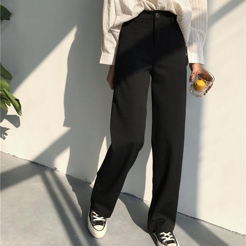 High Waist Straight Leg Trousers