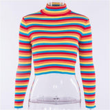 Ribbed Rainbow Turtleneck Sweater