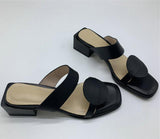 Leather Square Toe Sandals