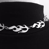 Steel Flame Choker Necklace