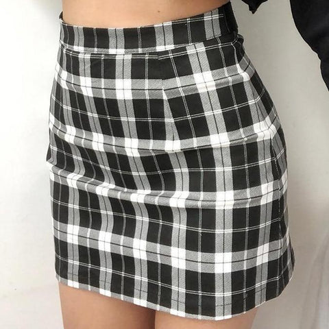 Plaid Mini Zip Up Skirt