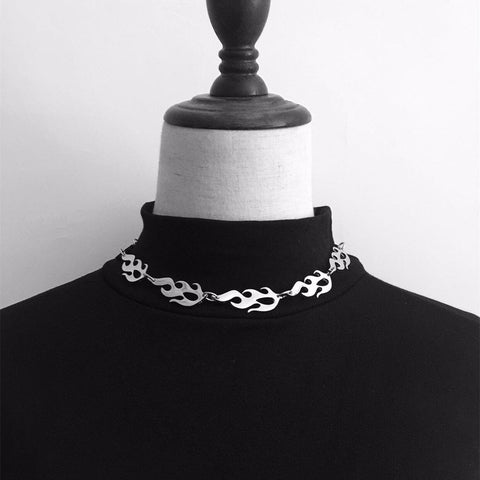 Steel Flame Choker Necklace