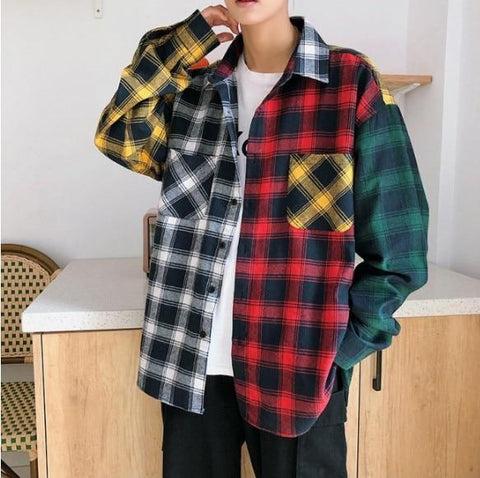 Multi Colored Oversized Plaid Shirt