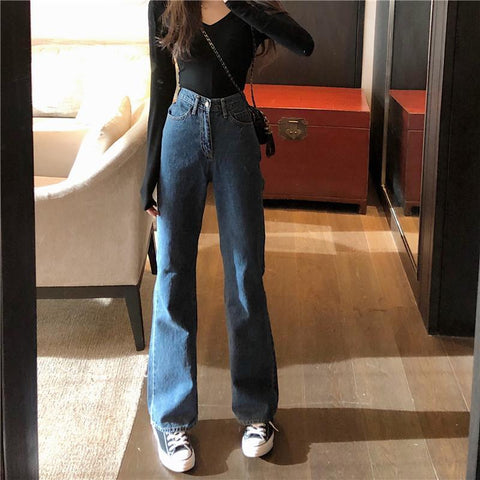 High Waisted Wide Leg Vintage Fit Jeans